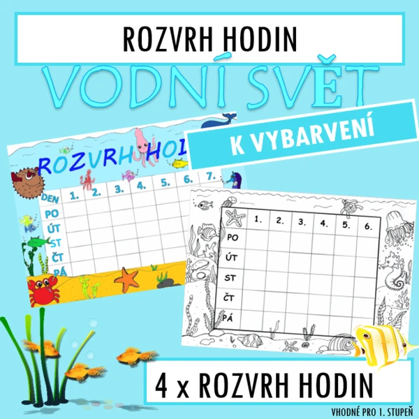 Výzdoba třídy VODNÍ SVĚT - rozvrh hodin