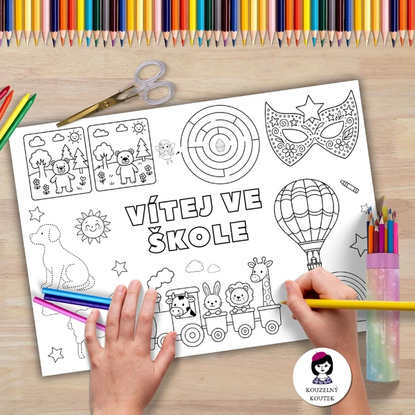 První den ve škole | Zpátky do školy | Omalovánky na lavici