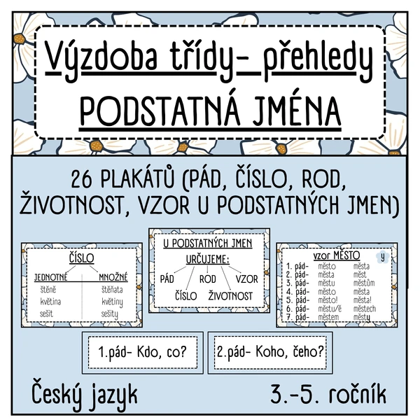 PODSTATNÁ JMÉNA-přehledy učiva