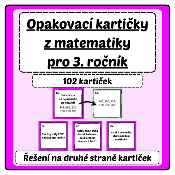 Opakovací kartičky z matematiky pro 3. ročník