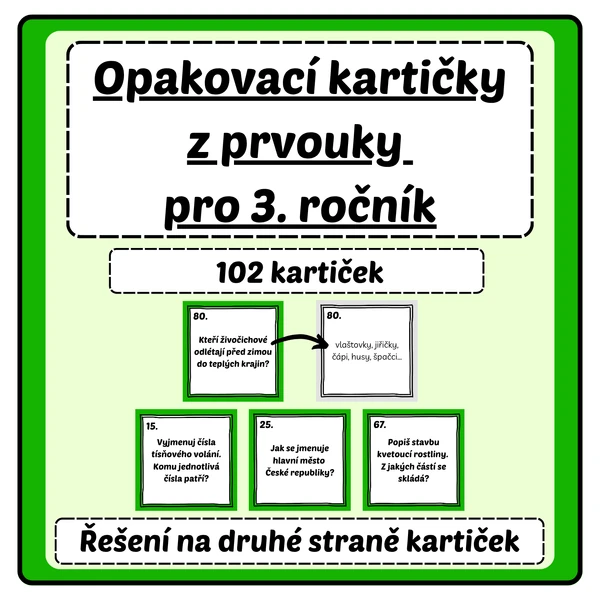 Opakovací kartičky z prvouky pro 3. ročník