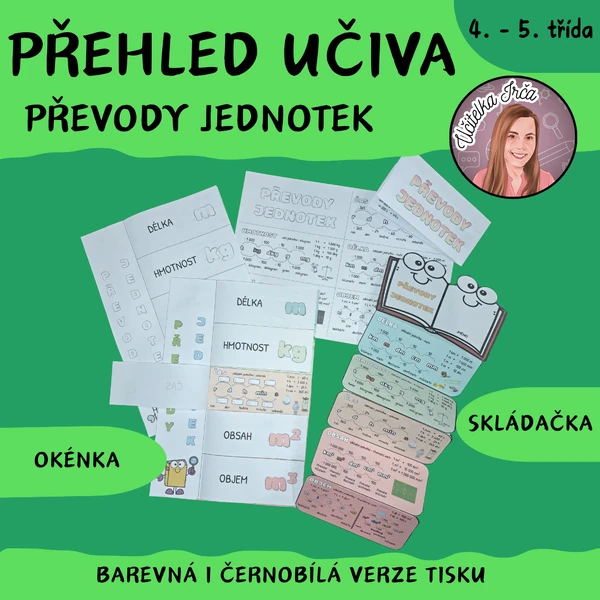 Převody jednotek - přehled do sešitu/penálu