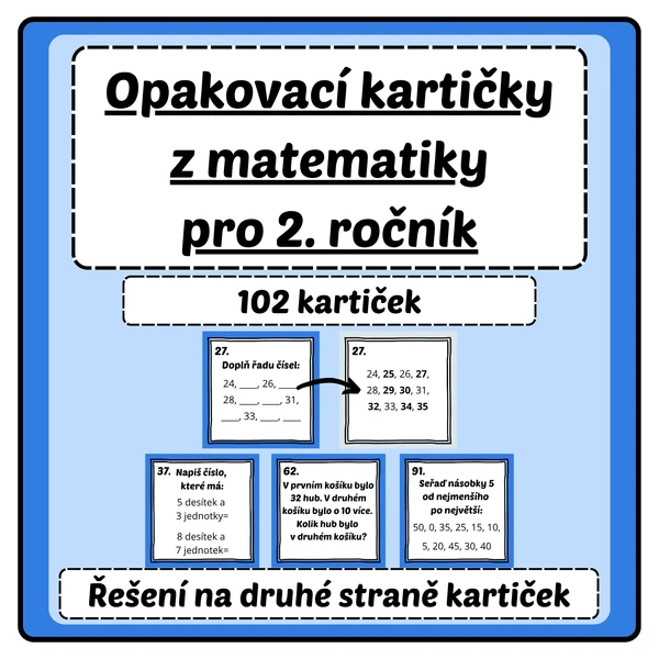 Opakovací kartičky z matematiky pro 2. ročník