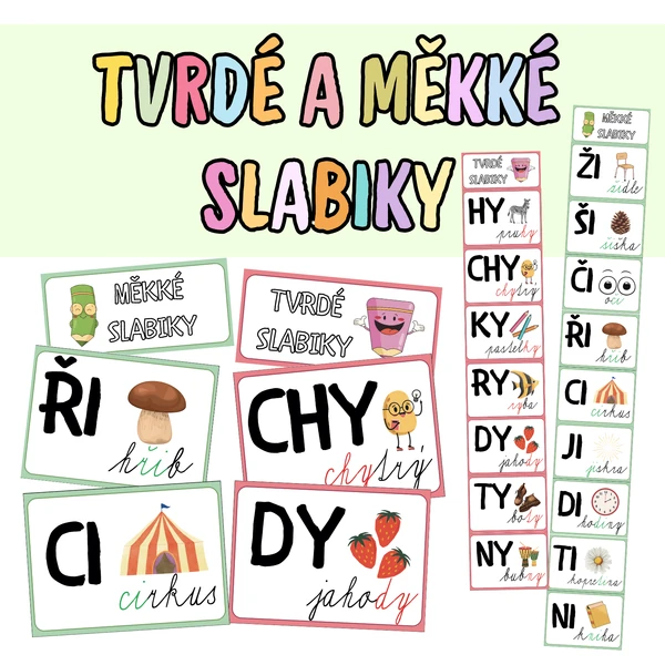 MĚKKÉ A TVRDÉ SLABIKY (DEMONSTRAČNÍ KARTY)