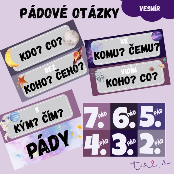 PÁDOVÉ OTÁZKY/PÁDY- téma VESMÍR