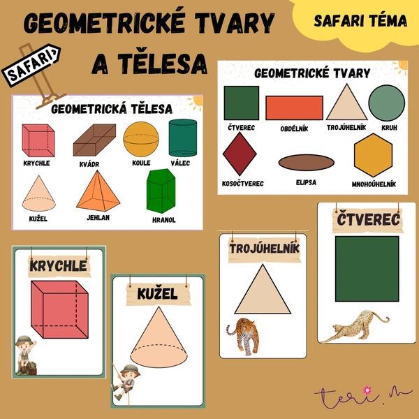 Geometrické tvary a tělesa - téma SAFARI