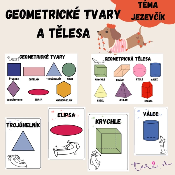 Geometrické tvary a tělesa - téma JEZEVČÍK