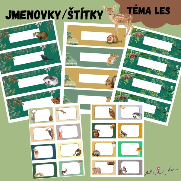 JMENOVKY/ŠTÍTKY - téma LES