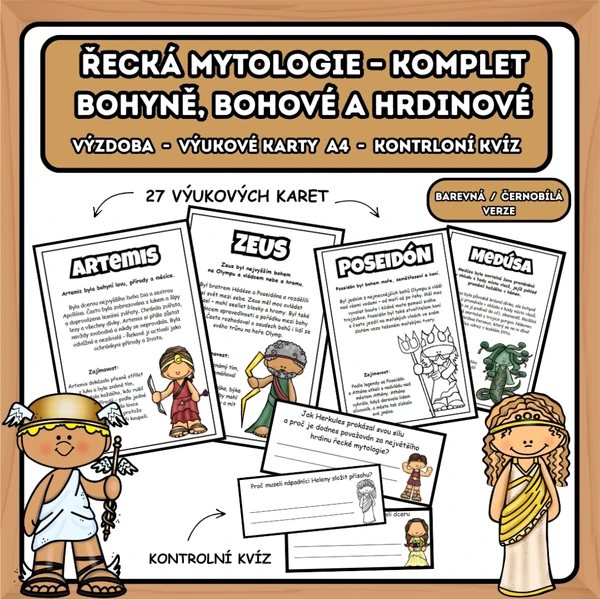 Řecká mytologie - poznej bohy a bohyně - KOMPLET muži + ženy