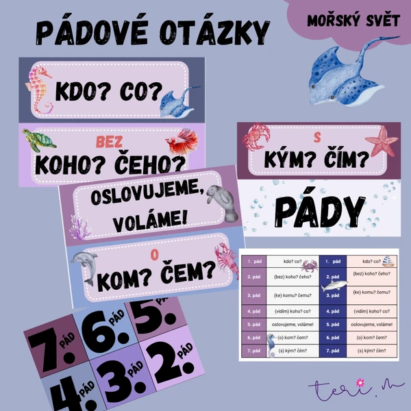 PÁDOVÉ OTÁZKY/PÁDY- téma PODMOŘSKÝ SVĚT