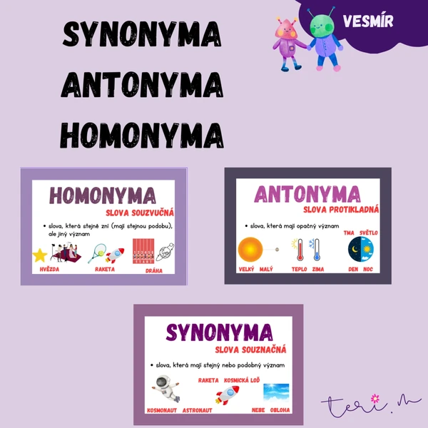 SYNONYMA, ANTONYMA, HOMONYMA - téma VESMÍR