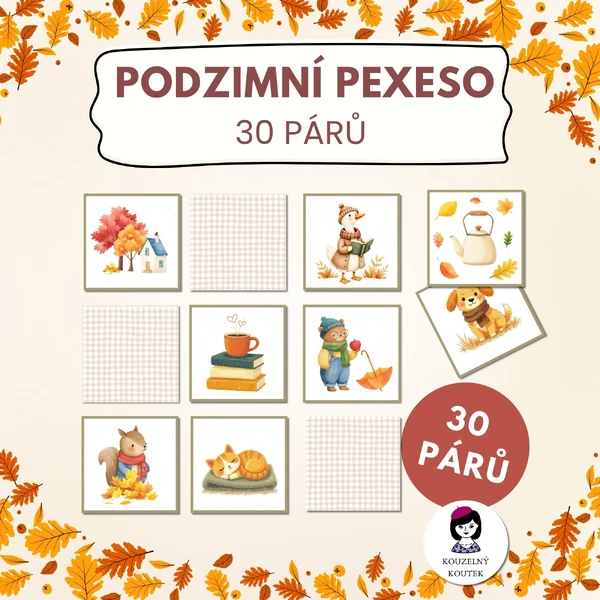 Podzimní pexeso - září, drak, podzimní aktivity, podzimní hry