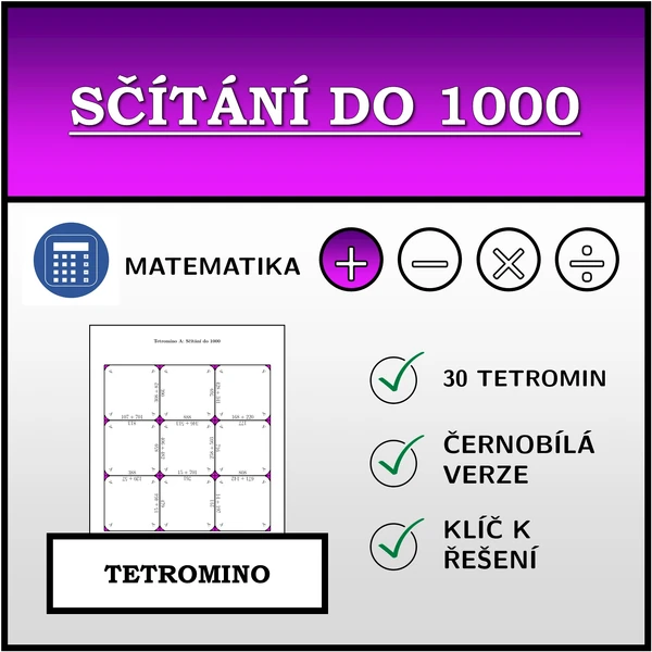 Tetromino - Sčítání do 1000 | matematika