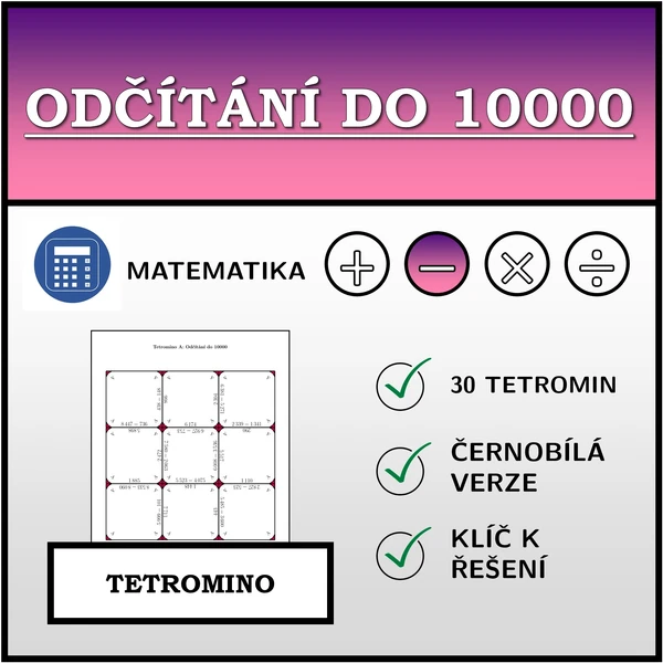 Tetromino - Odčítání do 10000 | matematika