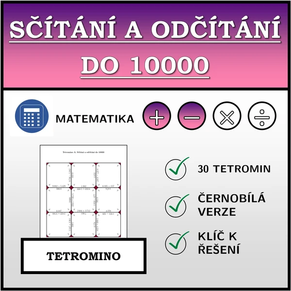 Tetromino - Sčítání a odčítání do 10000 | matematika