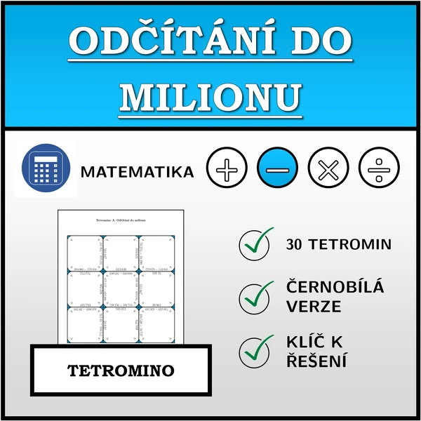 Tetromino - Odčítání do milionu | matematika