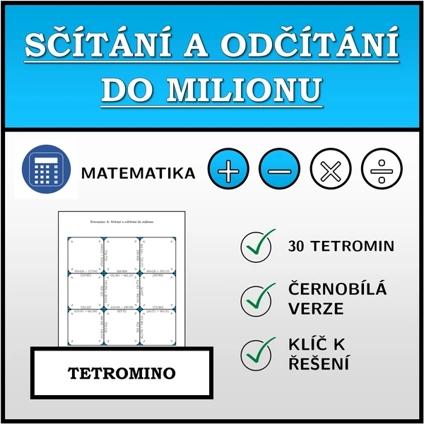 Tetromino - Sčítání a odčítání do milionu | matematika