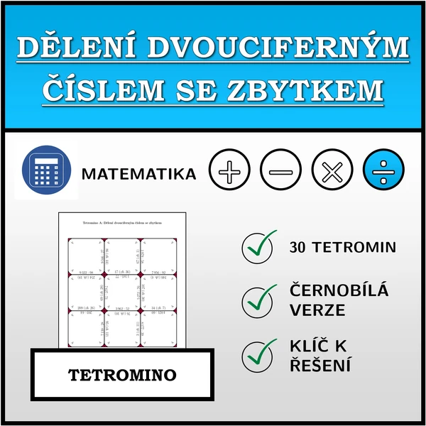 Tetromino - Dělení dvouciferným číslem se zbytkem | matematika
