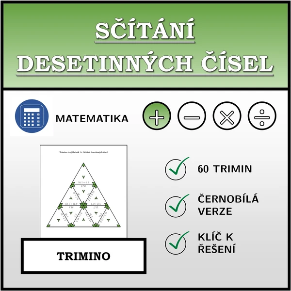 Trimino - Sčítání desetinných čísel | matematika