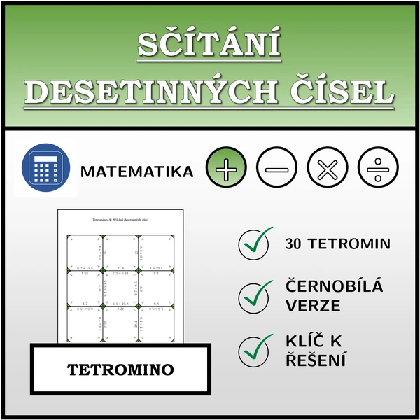 Tetromino - Sčítání desetinných čísel | matematika
