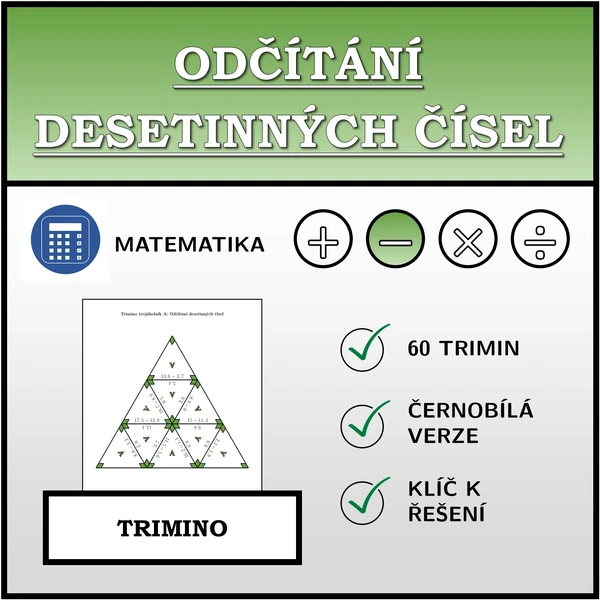 Trimino - Odčítání desetinných čísel | matematika