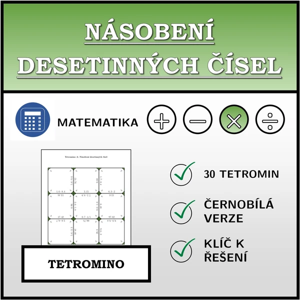 Tetromino - Násobení desetinných čísel | matematika