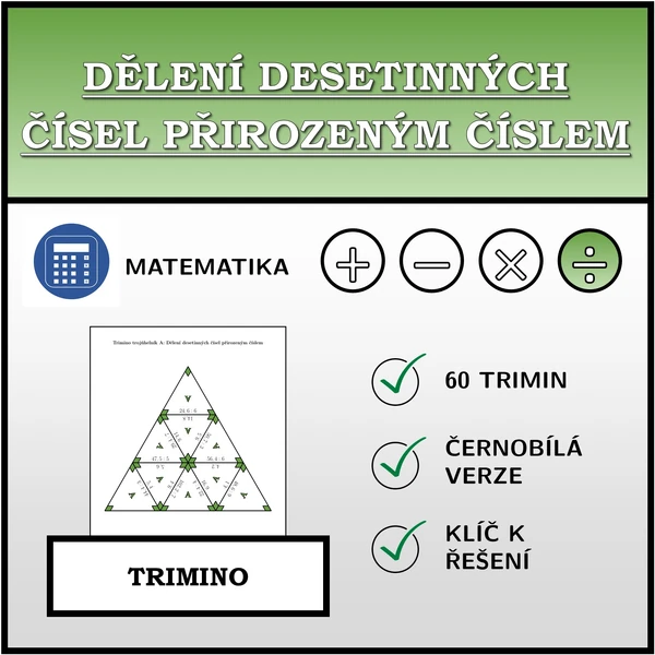 Trimino - Dělení desetinných čísel přirozeným číslem | matematika
