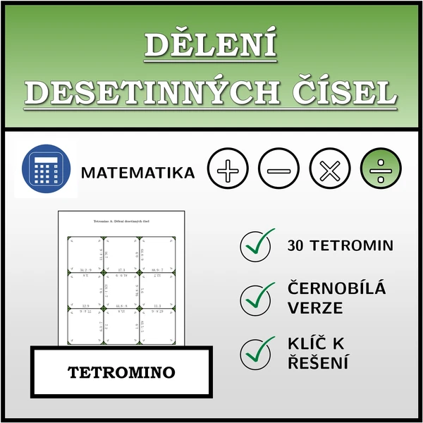Tetromino - Dělení desetinných čísel | matematika