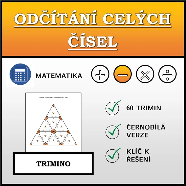 Trimino - Odčítání celých čísel | matematika