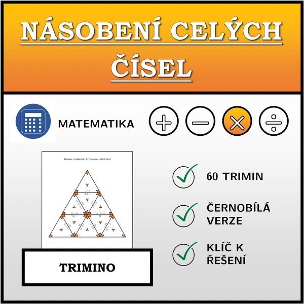 Trimino - Násobení celých čísel | matematika
