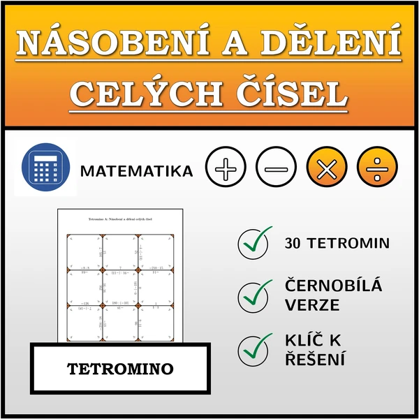 Tetromino - Násobení a dělení celých čísel | matematika