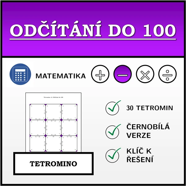 Tetromino - Odčítání do 100 | matematika
