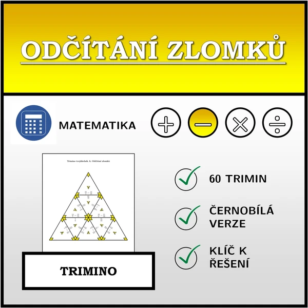 Trimino - Odčítání zlomků | matematika