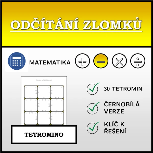 Tetromino - Odčítání zlomků | matematika