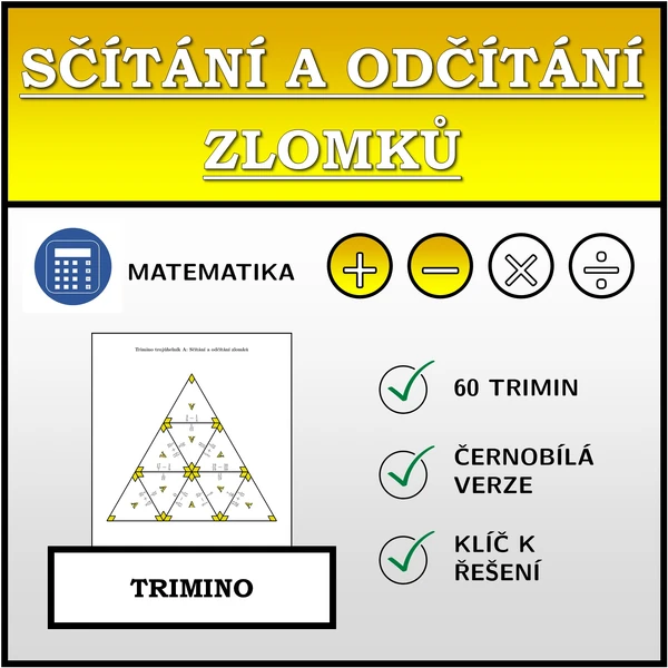 Trimino - Sčítání a odčítání zlomků | matematika
