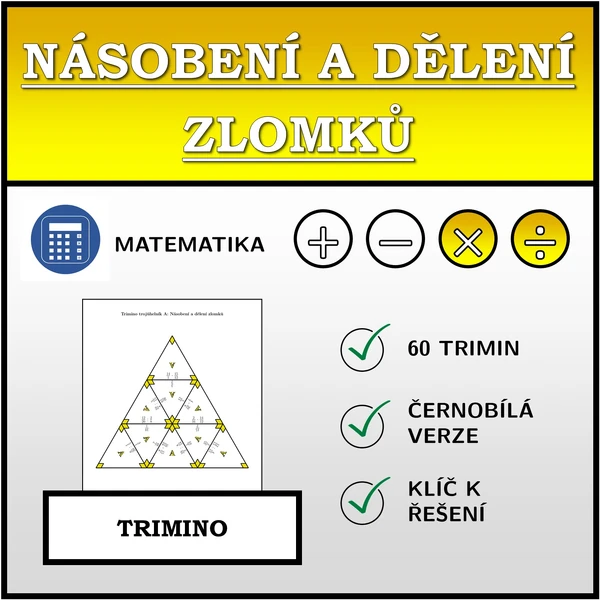 Trimino - Násobení a dělení zlomků | matematika