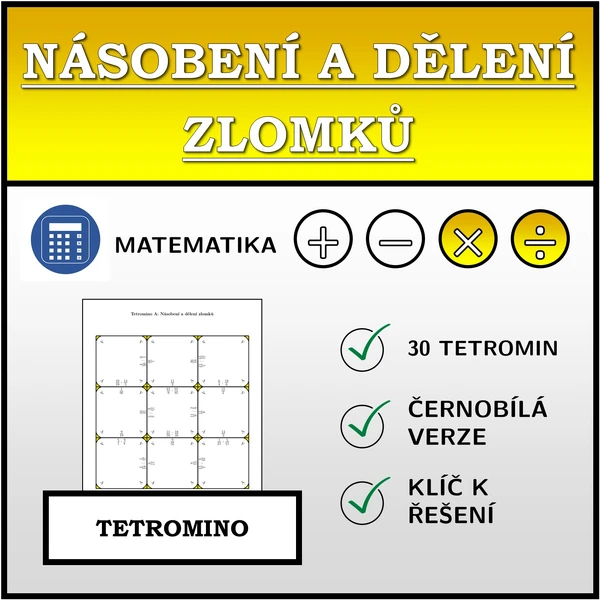 Tetromino - Násobení a dělení zlomků | matematika