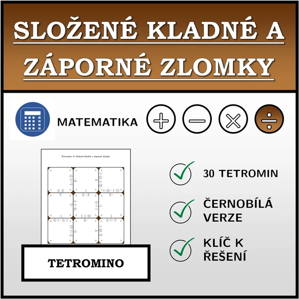 Tetromino - Složené kladné a záporné zlomky | matematika