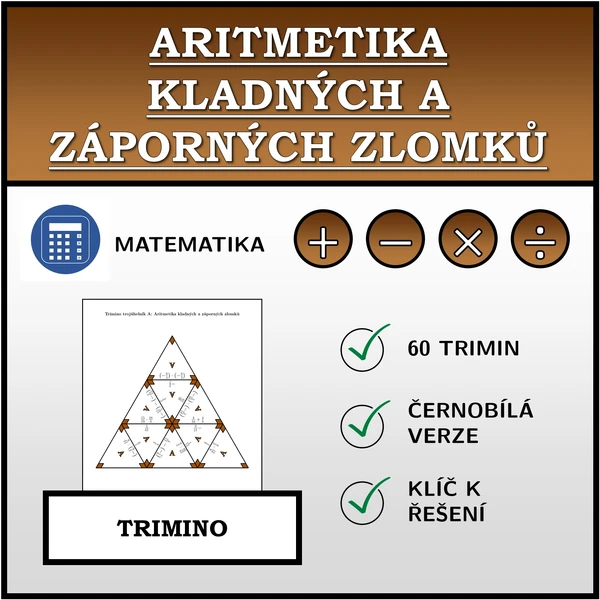 Trimino - Aritmetika kladných a záporných zlomků | matematika