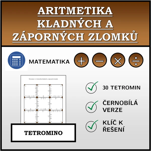Tetromino - Aritmetika kladných a záporných zlomků | matematika