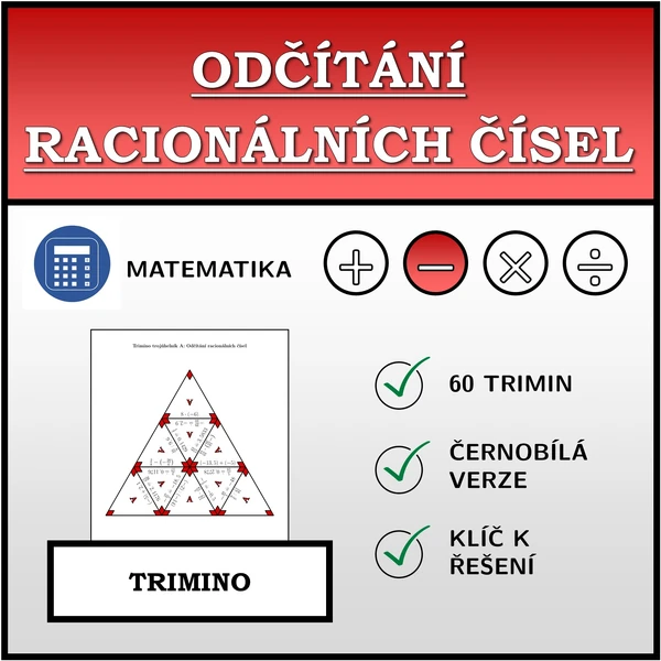 Trimino - Odčítání racionálních čísel | matematika