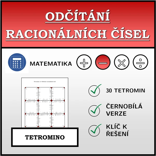 Tetromino - Odčítání racionálních čísel | matematika