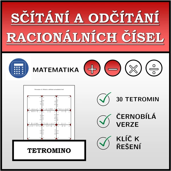 Tetromino - Sčítání a odčítání racionálních čísel | matematika