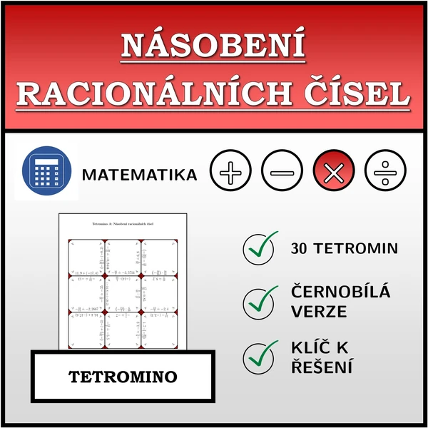Tetromino - Násobení racionálních čísel | matematika