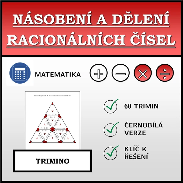 Trimino - Násobení a dělení racionálních čísel | matematika