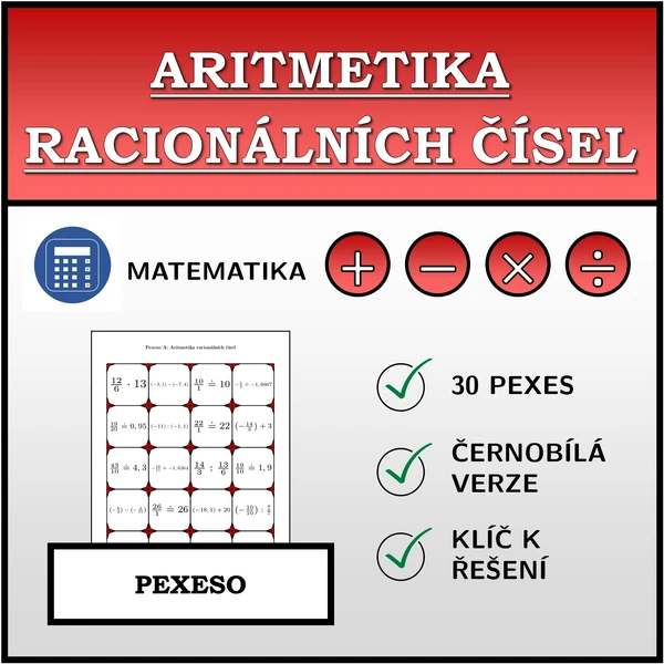 Pexeso - Aritmetika racionálních čísel | matematika