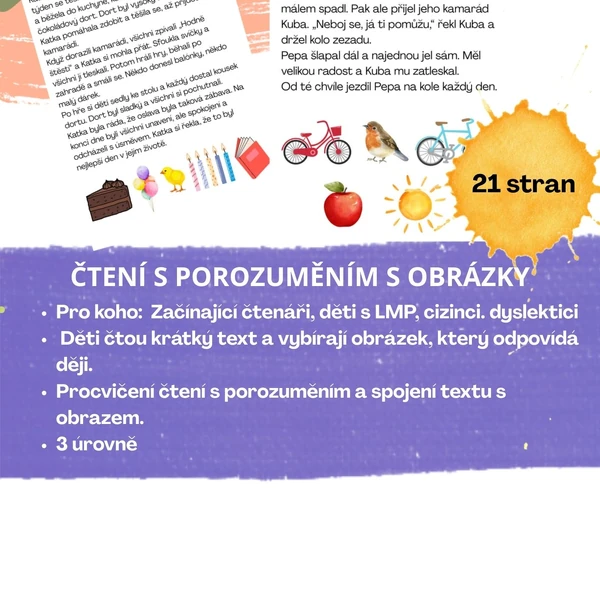 ČTENÍ S POROZUMĚNÍM S OBRÁZKY - PRO LMP, MINIMÁLNÍ VÝSTUPY, CIZINCI.