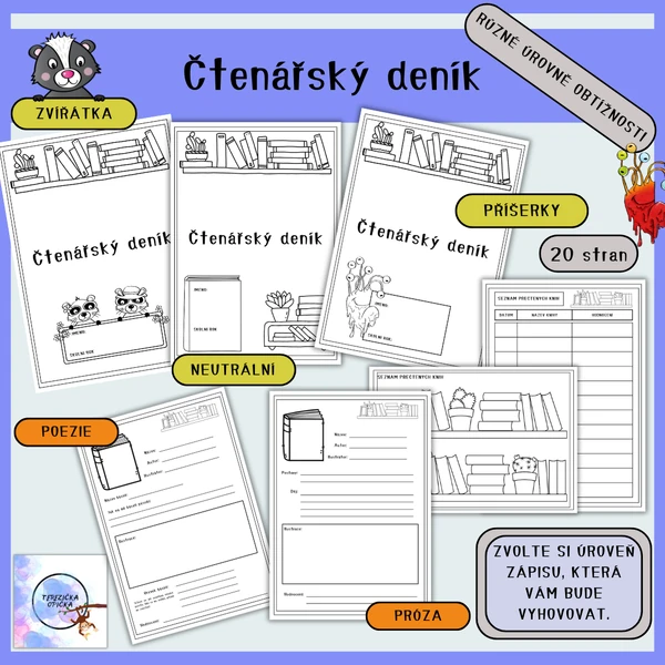 Čtenářský deník / zápisové listy do portfolia