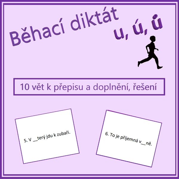 Běhací diktát - u, ú, ů