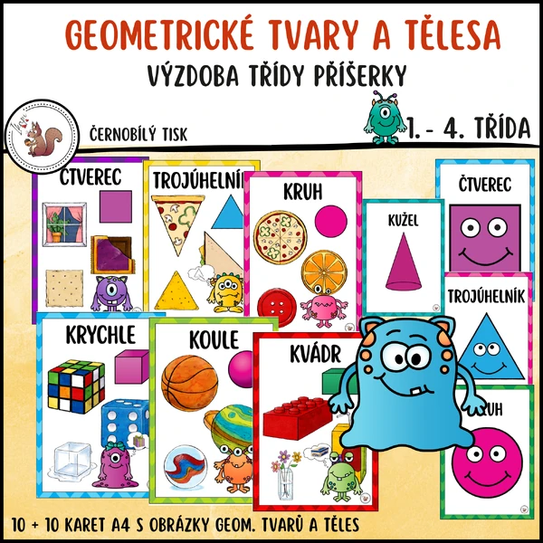 Geometrické tvary a tělesa příšerky